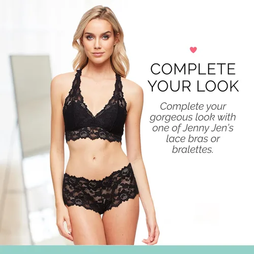 Vista 4 de JENNY JEN Zoe - Paquete de 3 calzones de encaje hipster para mujer, conjunto de bragas elásticas y atrevidas