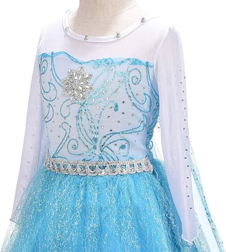 Vista 3 de Disfraz de princesa Elsa para niñas, vestido de fiesta de cumpleaños para niña pequeña