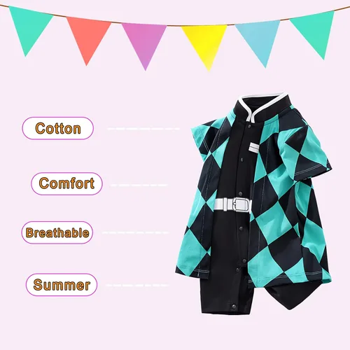 Vista 2 de RELABTABY Lindo mameluco de anime para bebé niño y niña, mameluco para Halloween, cosplay, ropa