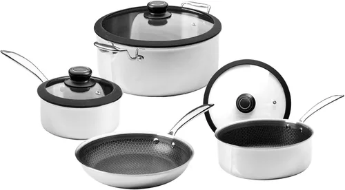 Vista 10 de Black Cube Juego de utensilios de cocina híbridos – 6 piezas de acero inoxidable antiadherentes, juego de sartén de liberación rápida con tapas