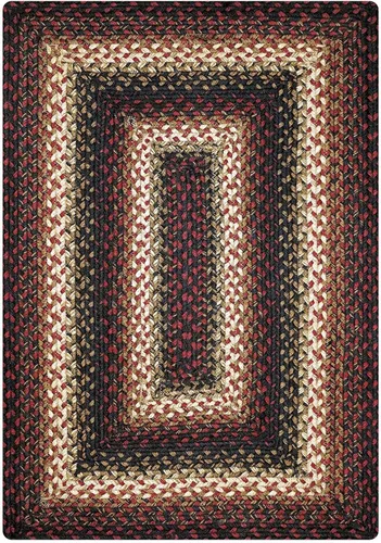 Vista 256 de Homespice Apple Pie - Alfombra ovalada roja de 2 x 3 pies, alfombra de cocina trenzada para decoración primitiva y rústica, reversible, yute sin