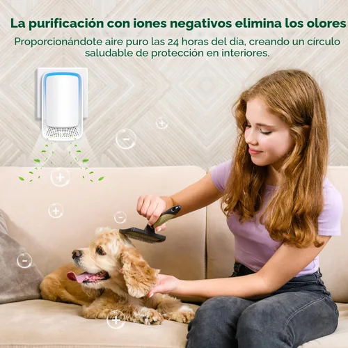 Vista 5 de Ionizadores de aire para el hogar (paquete de 3), generador de iones negativos, ambientador silencioso para dormitorio, oficina, cocina, filtro