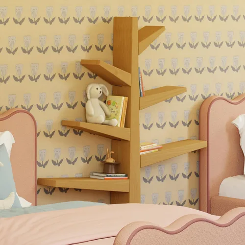 Vista 4 de Babyletto Librería de abeto para niños en miel, certificado Greenguard Gold