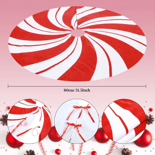 Vista 4 de Zomiboo Juego de decoración para árbol de Navidad incluye lazo de Navidad con bastón de caramelo, arco decorativo de 31.5 pulgadas, rojo y blanco
