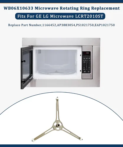 Vista 2 de WB06X10633 - Bandeja giratoria para microondas, repuesto para microondas GE LG LCRT2010ST, reemplaza 1166452, AP3883054, PS1021750, EAP1021750