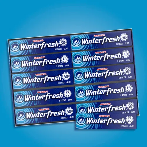 Vista 4 de WINTERFRESH - Goma de mascar a granel, 5 palitos por paquete (40) Mint gum bulk pack with 5 sticks per pack, pack of 40; portable packs for home