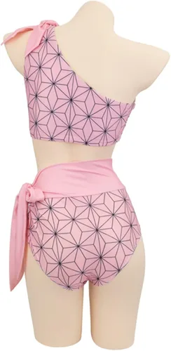 Vista 4 de UPUPCOS Anime Kochou Shinobu Cosplay Shinobu Nezuko Bikini traje de baño verano mujeres niña natación dos piezas Halloween