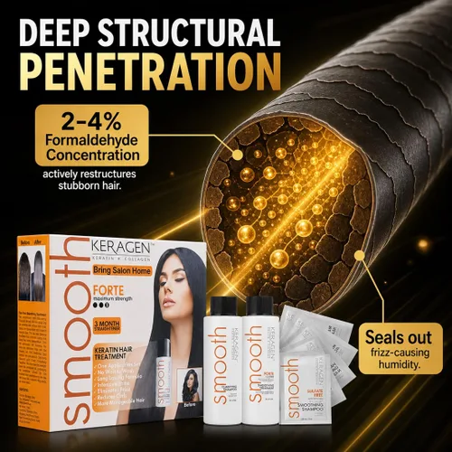 Vista 4 de KERAGEN - Tratamiento de queratina brasileña para alisar el cabello, kit Express Home Blowout, endereza y suaviza el encrespamiento, con tratamiento