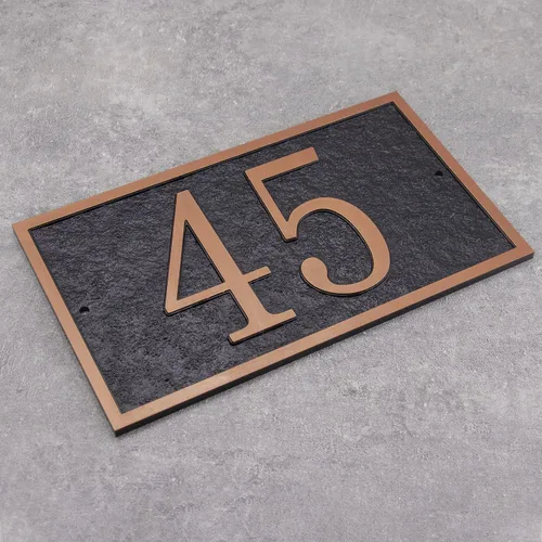 Vista 2 de Placa de dirección hecha a mano, número de letrero personalizado para casa