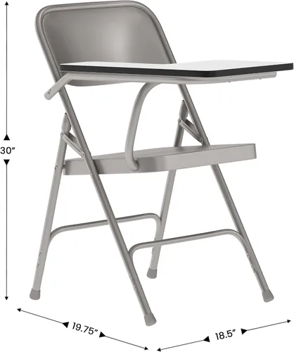 Vista 2 de EMMA + OLIVER Silla plegable de acero prémium con brazo para tableta para diestros