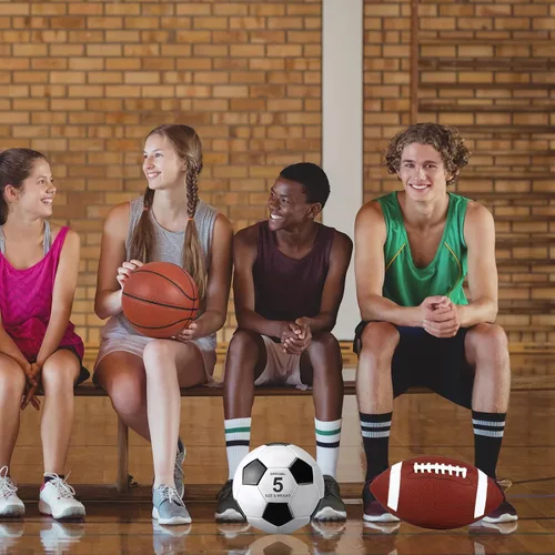 Vista 7 de Sratte Juego de 6 pelotas deportivas para adolescentes y adultos, incluye tamaño oficial de fútbol, fútbol, baloncesto con bomba, bolsa