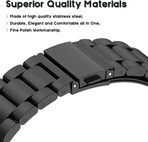 Vista 2 de Correa de reloj de metal compatible con Samsung Gear S2 SM-R720/SM-R730 de ajuste rápido de acero inoxidable correa de repuesto para Gear S2 Negro