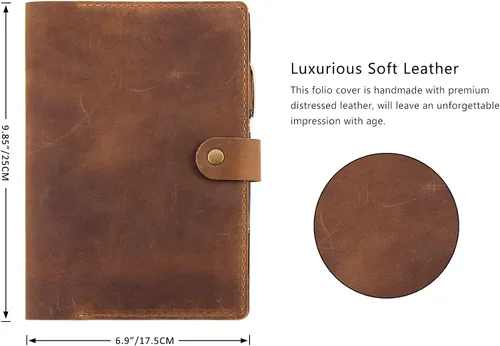 Vista 2 de Robrasim Funda de cuero para cuaderno Steno de 6 x 9 pulgadas, funda de cuero compatible con almohadillas Steno en espiral de 6 x 9, organizador