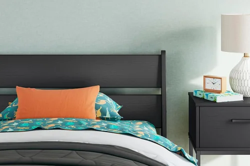Vista 2 de Signature Design by Ashley Socalle - Cabecera moderna con paneles, individual, color negro