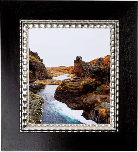 Vista 7 de ArtToFrames Marco de fotos plateado de 4 x 37 pulgadas, este marco de póster personalizado de 3.94 pulgadas es de color espresso con borde plateado