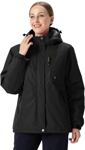 Vista 9 de Rdruko Chaqueta de esquí impermeable para mujer, resistente al viento, para snowboard, trabajo, para uso en invierno