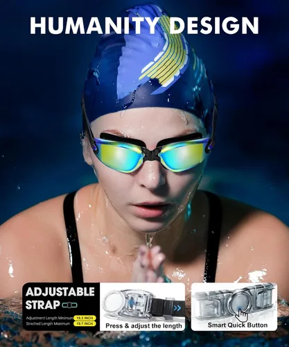 Vista 2 de NSSIW Gafas de natación para adultos, para hombres y mujeres: antivaho sin fugas y campo de visión ultra ancho, paquete de 3