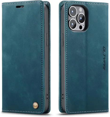 Vista 50 de QLTYPRI Para iPhone Air Case Wallet Con Tarjetero, Vintage PU Cuero Kickstand Cierre Magnético A Prueba De Golpes Folio Libro Funda Para IPhone 17