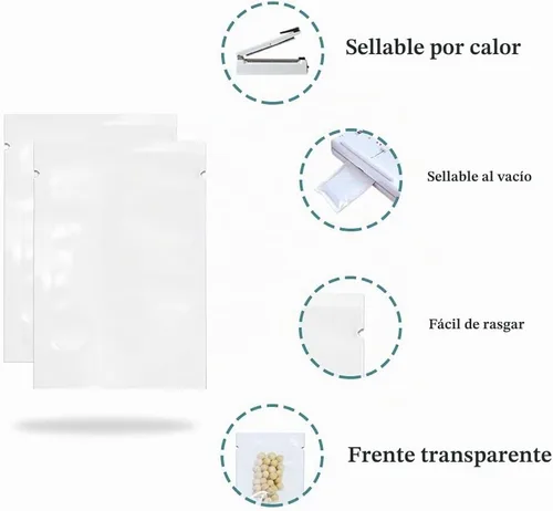 Vista 2 de PABCK Paquete de 100 bolsas de 3.5x5.1 pulgadas (tamaño utilizable 3.1x4.7 pulgadas) Bolsas de vacío de plástico de 2.8 mil con parte frontal