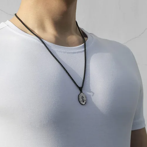 Vista 2 de RS Collar con medalla de San Miguel, Cristóbal, JudeBenedictoJoséAntonio, para hombres, 24 en regalos religiosos