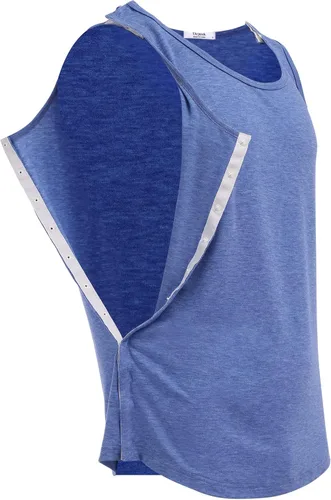 Vista 2 de Deyeek Camisetas sin mangas unisex con acceso completo a presión para hombres y mujeres, camisetas de recuperación de hombro para después