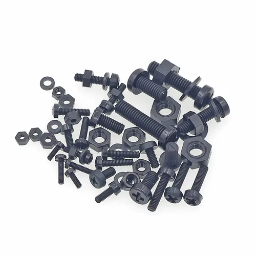 Vista 4 de Juego surtido de 540 tornillos métricos M2 M2.5 M3 M4 M5 de nylon Phillips de cabeza plana, tuercas hexagonales, arandelas planas (negro)