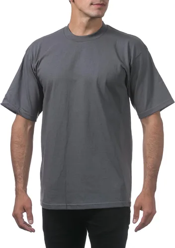 Vista 5 de Pro Club - Camiseta de manga corta para hombre, algodón pesado, cuello redondo