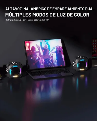 Vista 7 de Comiso - Altavoz impermeable con graves robustos, altavoz de ducha con luz dinámica, modo TWS, sonido HD fuerte, impermeable IP67, 2000mAh