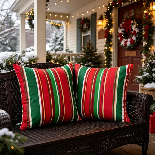 Vista 9 de Fall Striped Pillow Covers 16X16 inch Outdoor Pillows Waterproof Set of 2 Color otoñal