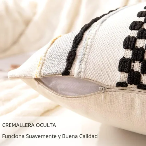 Vista 3 de Fundas de almohada decorativas estilo bohemio de 18x18, juego de 2, para sofá, cama, fundas de cojín cuadradas a rayas para granja, fundas