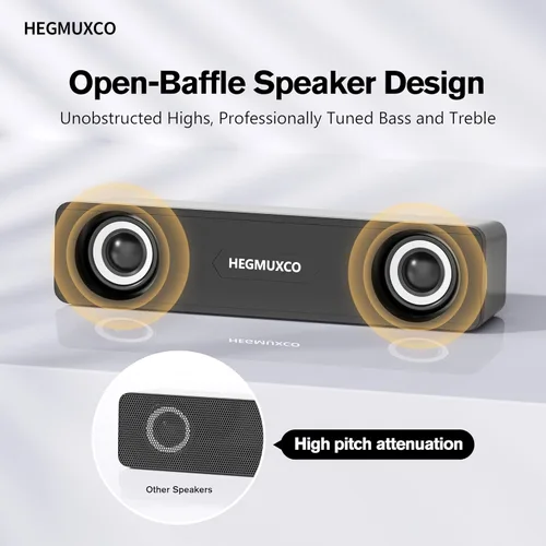 Vista 4 de [Usado] Altavoz estéreo con cable de 10 W, altavoces compactos para PC de escritorio, alimentación USB, entrada de audio de 0.138 in, barra