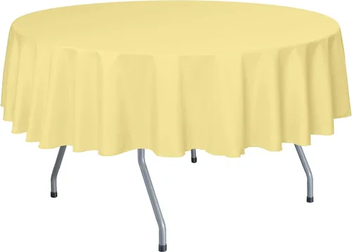 Vista 42 de Ultimate Textile Mantel redondo de lino de poliéster de 60 pulgadas, se adapta a mesas de menos de 60 pulgadas de diámetro, naranja neón