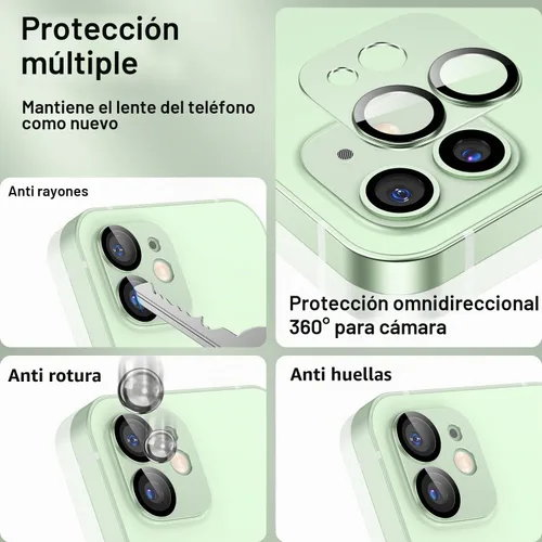 Vista 6 de Korecase Paquete de 2 protectores de lente de cámara para iPhone 12, película de lente de metal de aluminio, cubierta de pantalla de cámara de Negro