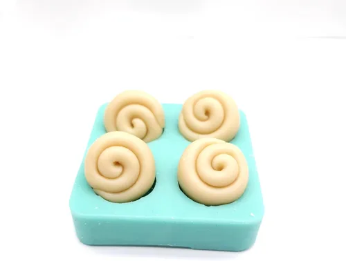 Vista 2 de Molde de rollo de canela - 1 pulgada de diámetro - Mini rollos de canela 4 cavidades Moldes de cera para derretir molde de bollo de canela Moldes