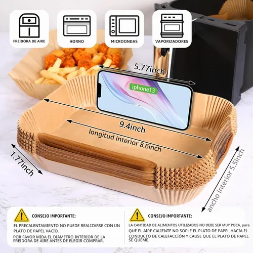 Vista 2 de (125 piezas) revestimientos para freidora de aire, desechables para accesorios de freidora de aire doble Ninja, revestimientos de papel pergamino