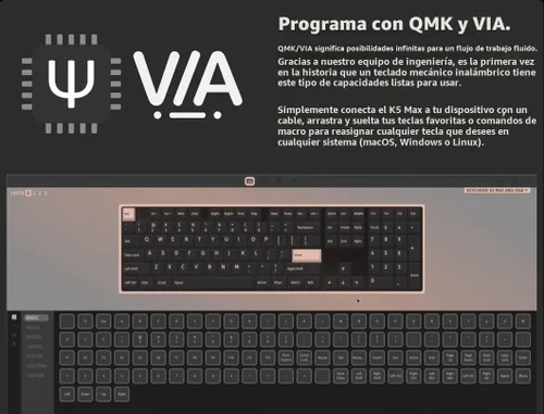Vista 6 de Keychron Teclado mecánico inalámbrico ultra delgado K5 Max, QMK/VIA programable de 3 modos Bluetooth/2.4 GHz/cableado con retroiluminación RGB