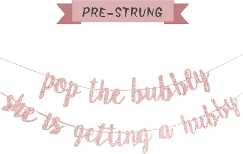 Vista 2 de Decoraciones para despedida de soltera, despedida de soltera, pancarta de compromiso con la frase "Pop The Bubbly She is Getting a Hubby" para boda