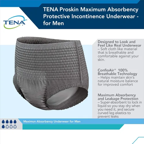 Vista 5 de Tena ProSkin - Protector de absorción moderada masculino, gris medio, 20 unidades Desechable