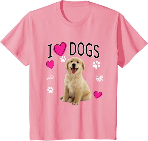 Vista 87 de Camiseta I Love Dogs - Camiseta Golden Labrador retriever, Azul Negro