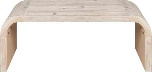 Vista 6 de Mesa de centro de madera para sala de estar, mesa de centro de artesanía vintage de granja, mesa de centro curvada de diseño Art Deco, mesas de té