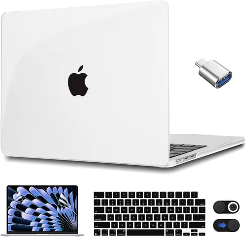 Vista 16 de CISSOOK Funda rosa bebé para MacBook Air de 15 pulgadas lanzamiento 2023 2024 2025, cubierta rígida de plástico rosa tiza con cubierta de teclado