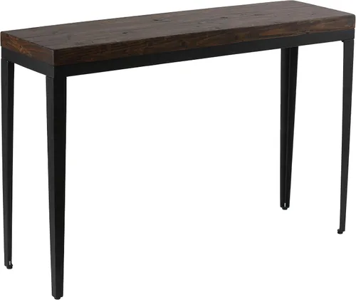 Vista 11 de Cortesi Home Omaha - Mesa auxiliar en madera maciza y meta, 22 pulgadas de alto, marrón oscuro