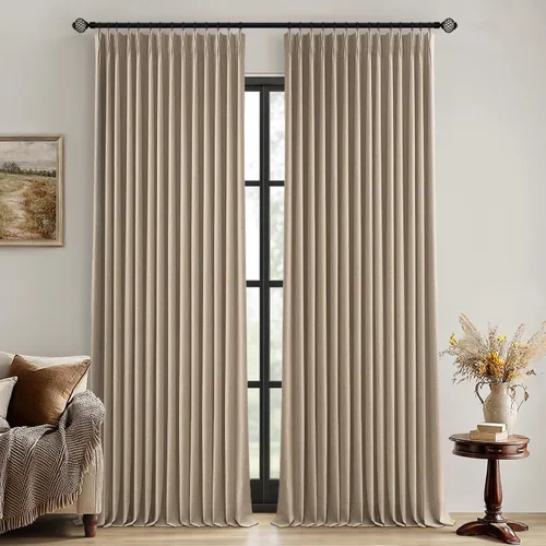 Vista 21 de MIULEE - Cortinas de lino beige con pliegues a presión 100% opacas para dormitorio, cortinas de ventana con memoria y bloqueo de luz para oscurecer