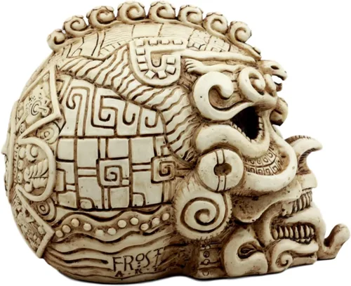 Vista 2 de Ebros Gift Estatua de calavera de cráneo de serpiente de Quetzalcóatl azteca de Halloween