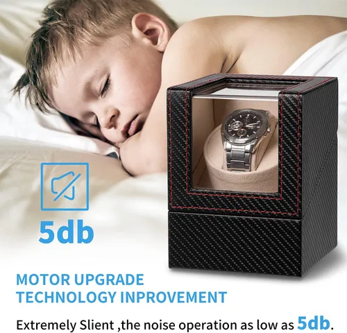 Vista 3 de Enrollador automático de reloj individual para relojes automáticos, caja giratoria de reloj con motor silencioso japonés, adaptador de CA o funciona