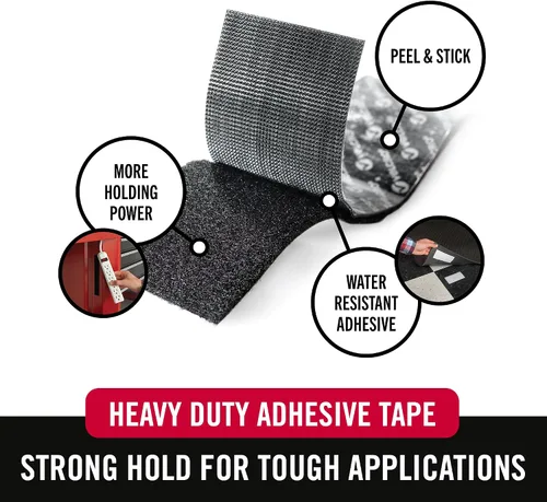 Vista 2 de Cinta resistente marca VELCRO Rollo de 12 pies Adhesivo fuerte con respaldo pegajoso que sostiene hasta 10 libras Sujetadores de fuerza