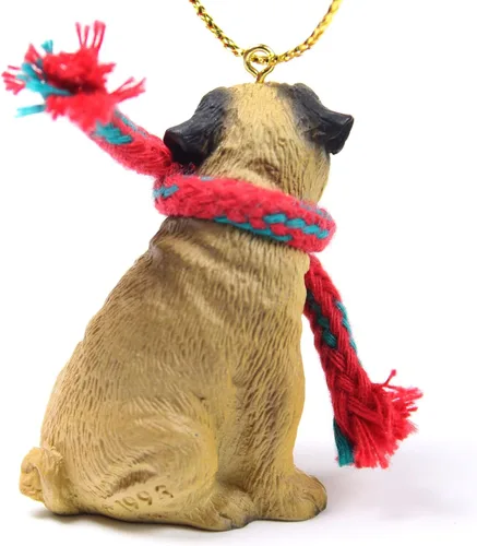 Vista 2 de Pug Tiny Miniature One Christmas Ornament Fawn - ¡Encantador!