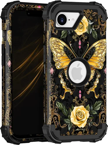 Vista 85 de Miqala Funda para iPhone 12, iPhone 12 Pro, que brilla en la oscuridad, tres capas, resistente a los golpes, protección de plástico duro + funda