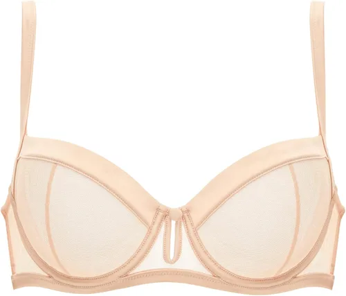 Vista 2 de Deyllo Brasier Balconette para mujer, con encaje transparente, sin relleno, con aros