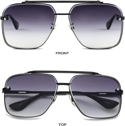 Vista 3 de Gtand Gafas de sol cuadradas de gran tamaño con degradado de aviador para hombres y mujeres gafas de sol de metal vintage de 2480in